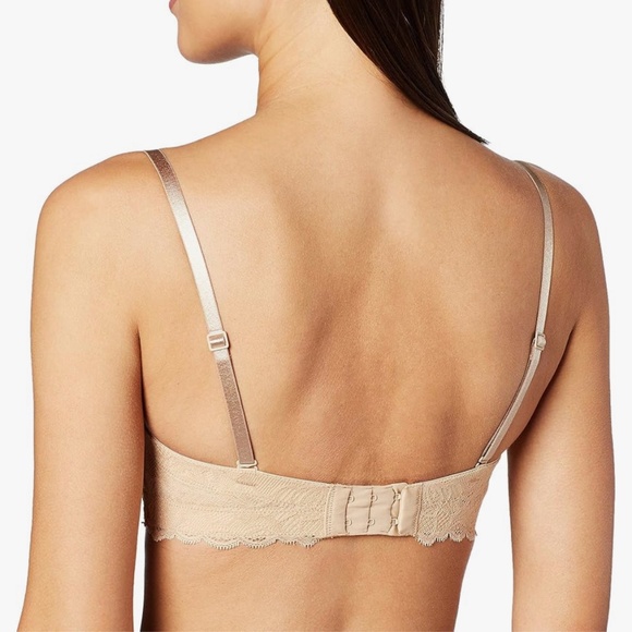 Calvin Klein Seductive Comfort Lace Strapless Lift Multiway Nude Tan Bra 32DD - Picture 5 of 5